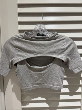 PrettyLittleThing Gray Cutout Crop Top